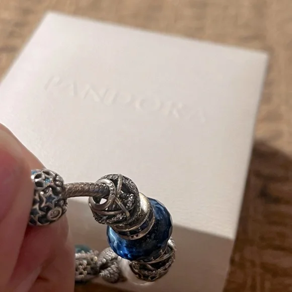 PANDORA Silver 925 Bracelet Full Of 16 Charm Beads L18cm with Box - Picture 13 of 15